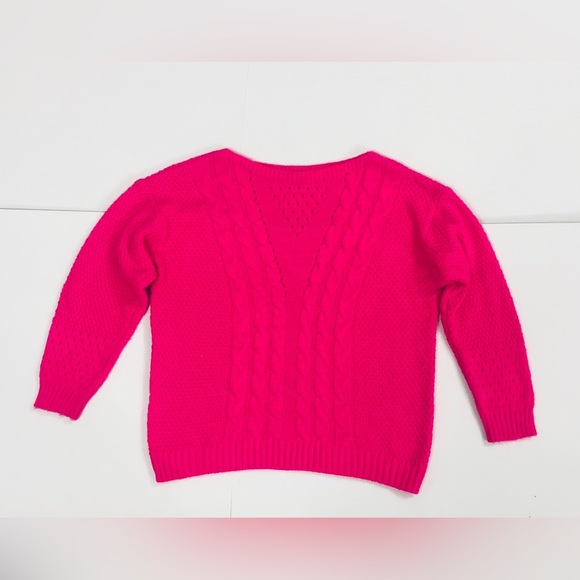 Pistache Sweaters - Pistache L-XL Sweater Neon Pink Crew Cable Knit Long Sleeve Excellent Condition